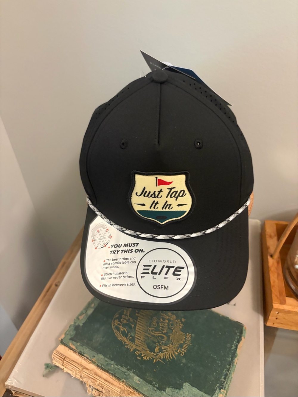 Happy Gilmore golf Just Tap It In Black Patch Baseball Cap. NWT. Adam Sandler.